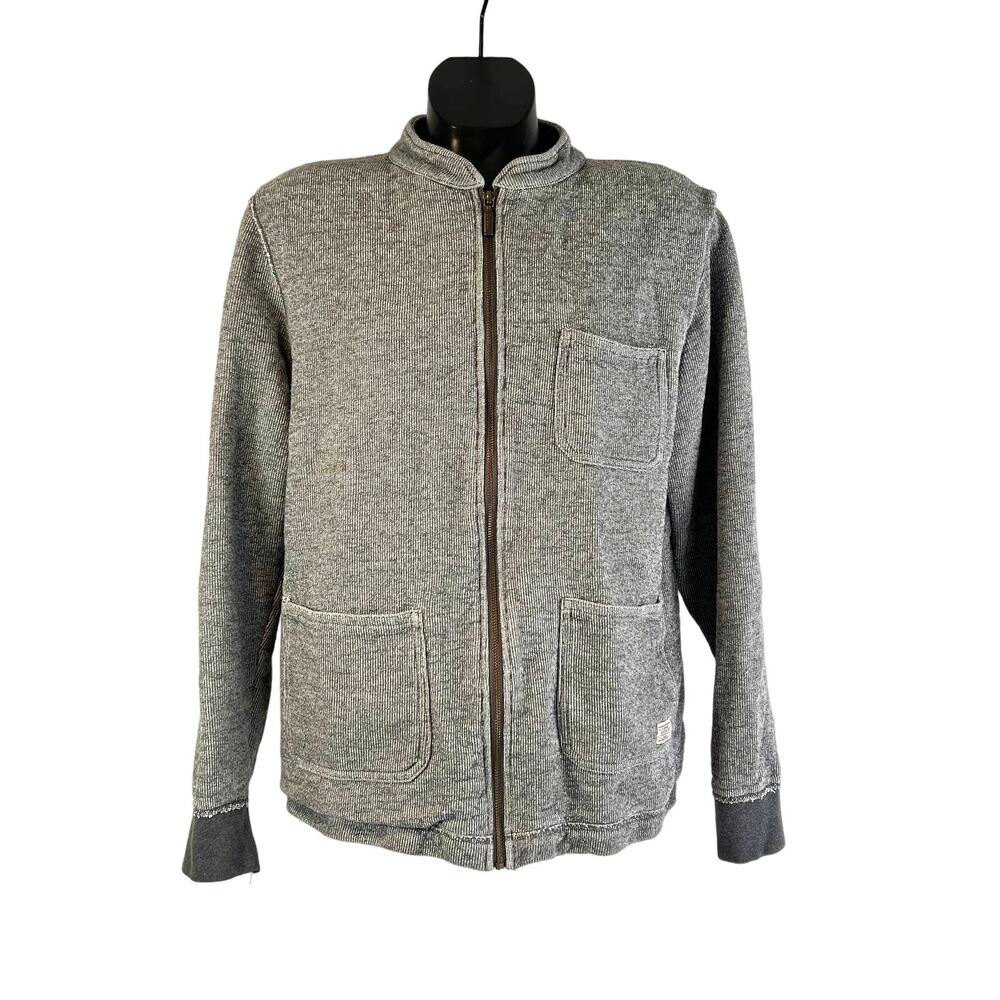 Barbour Weave Zip Thru Sweater Cardigan Long Sleeve Cotton Workwear Gray